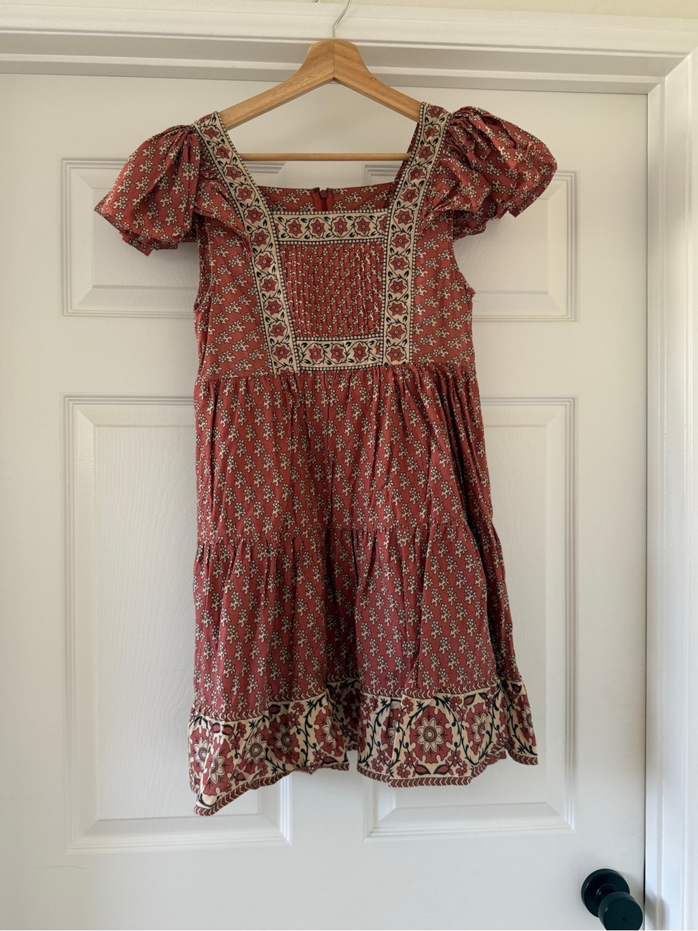 Sea new york Fernanda Tile Print Flutter Sleeve Dress